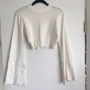 Bell Sleeve Cropped Sweater in white